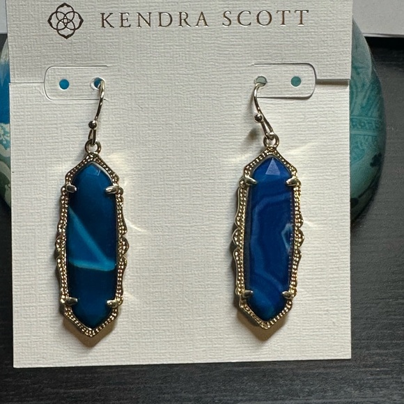 GUC Kendra Scott Blue Agate Fran (smaller) Earrings - See Video for True color - Picture 7 of 9